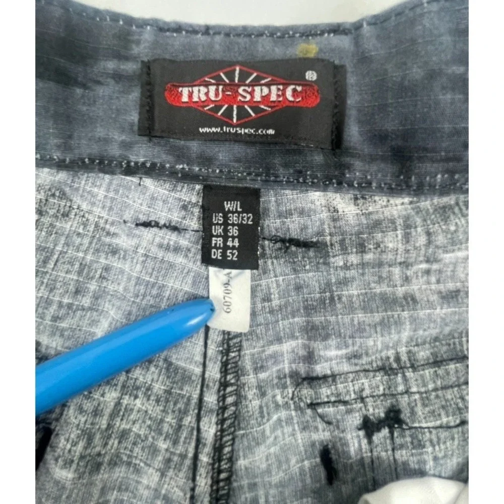 TRU-SPEC TACTICAL CARGO PANTS MENS 36X32 BLUE GREY TIGER CAMO RIPSTOP MILITARY